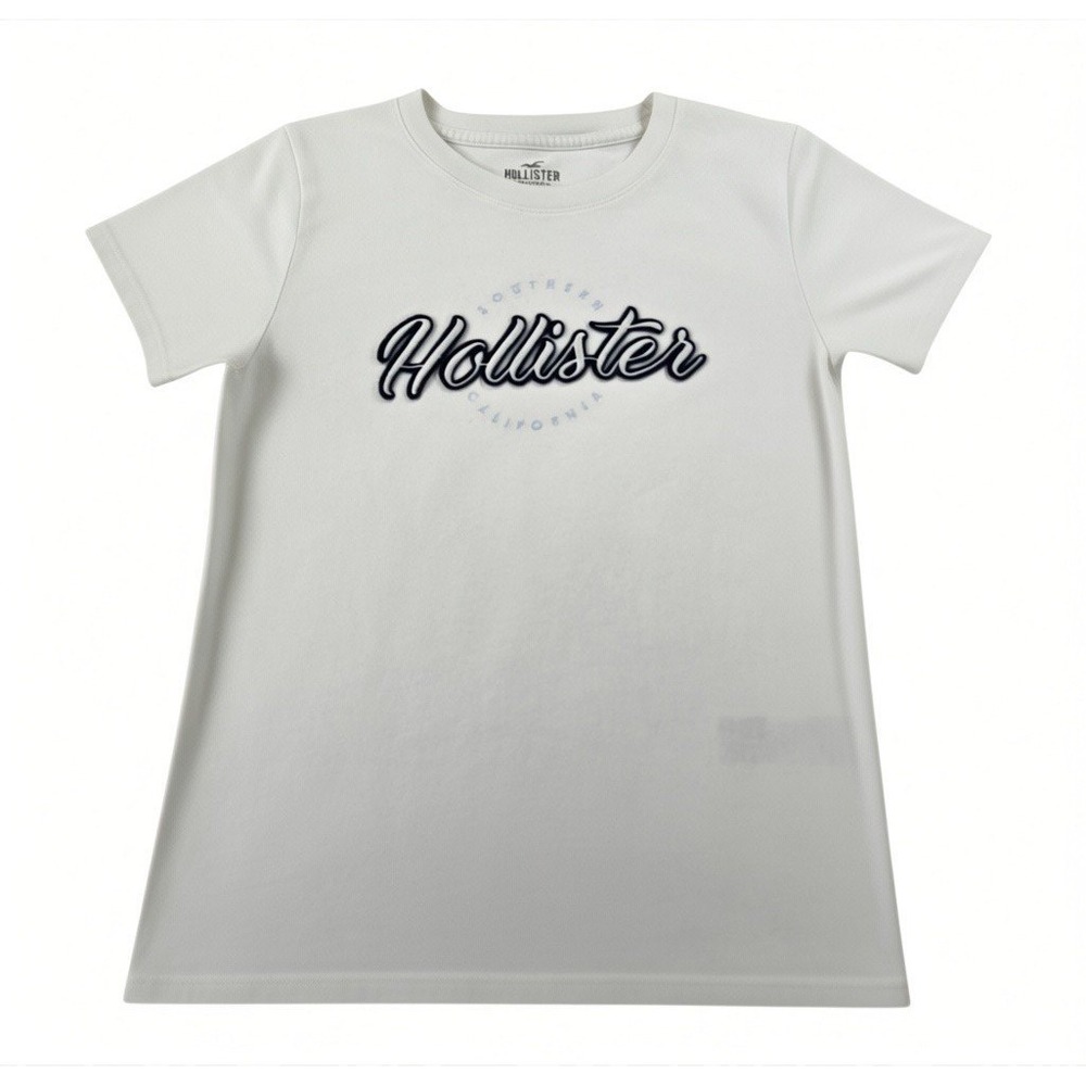 Hollister California Womens Small Classic T-Shirt White Script Logo Short Sleeve